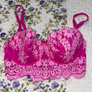 Fuchsia pink and light pink bra.